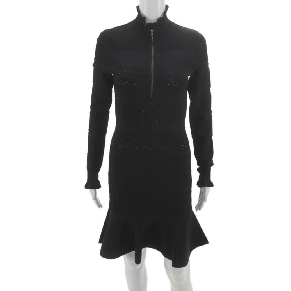 Veronica Beard Womens Fit & Flare Sweater Dress Black Midi Long Sleeve Size S